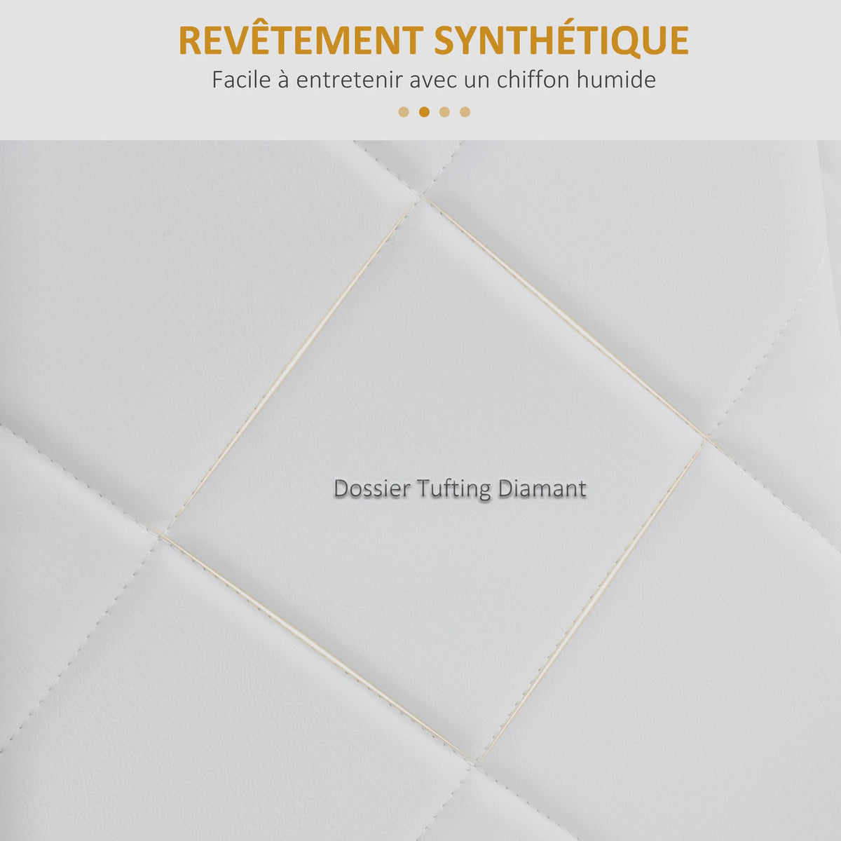 Set van 4 Witte Eetkamerstoelen met Synthetische Bekleding en Stalen Poten