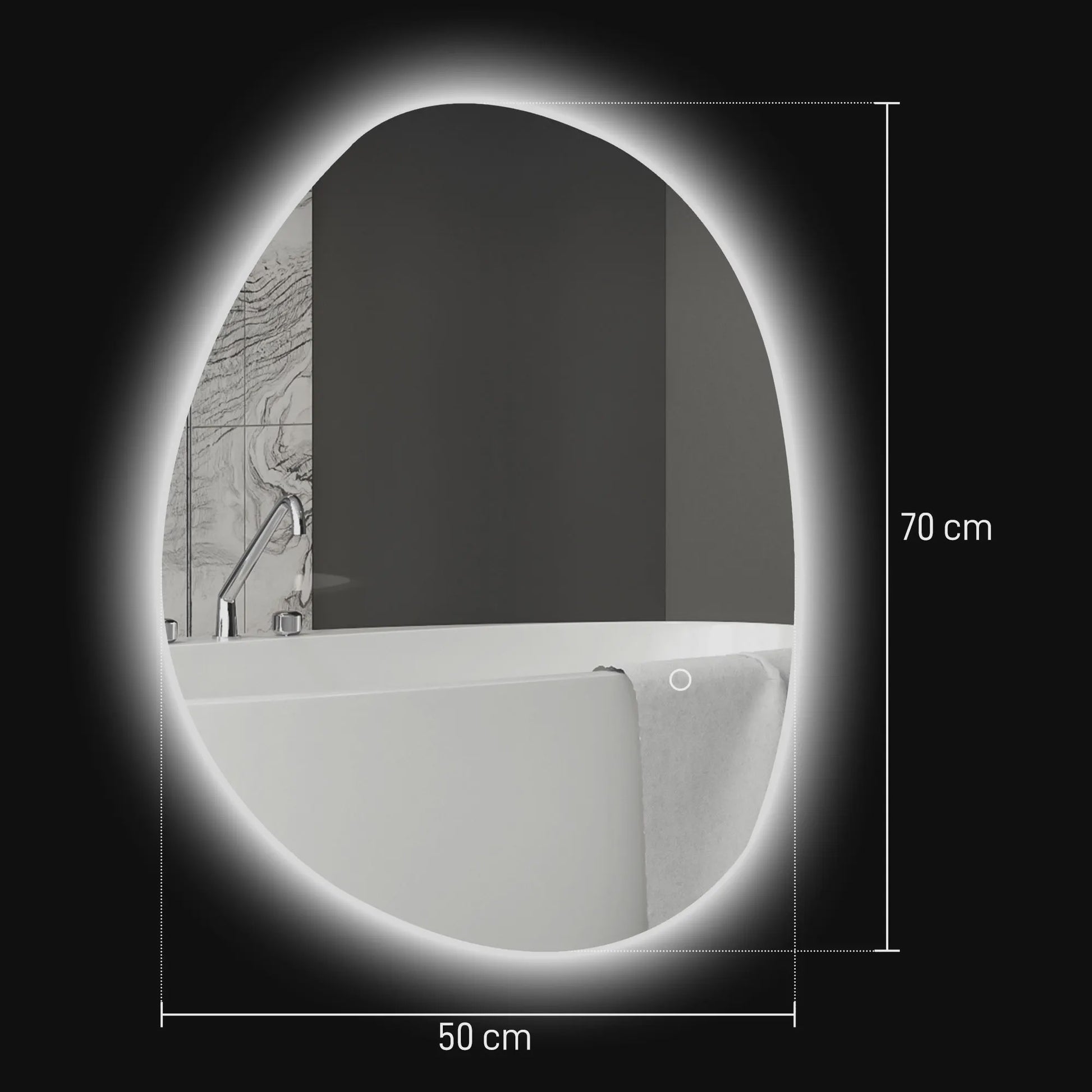 Homcom Badkamerspiegel met LED-verlichting: 3 Kleuren, Dimbaar, Anti-Condens & Geheugenfunctie