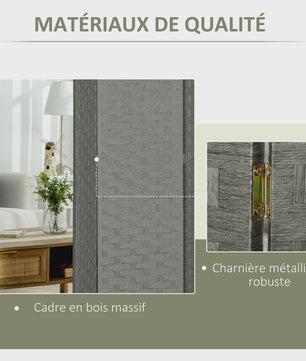 HOMCOM Houten Kamerscherm - 4 Panelen Kamerverdeler - 159,5 x 169,5 cm