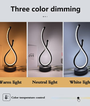 Moderne LED Tafellamp Spiraal - Dimbare Nachtlamp met Kleurtemperatuur & Helderheidsregeling