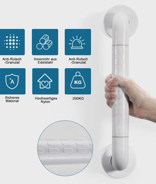 Antislip Beugel 35cm Wit RVS - Veiligheidshandgreep met Fluoriserende Ring voor Badkamer & Douche