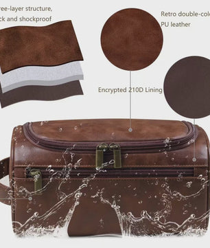 Luxe Leren Toilettas Heren Dames - Hangend & Ruim - Reis Toilettas