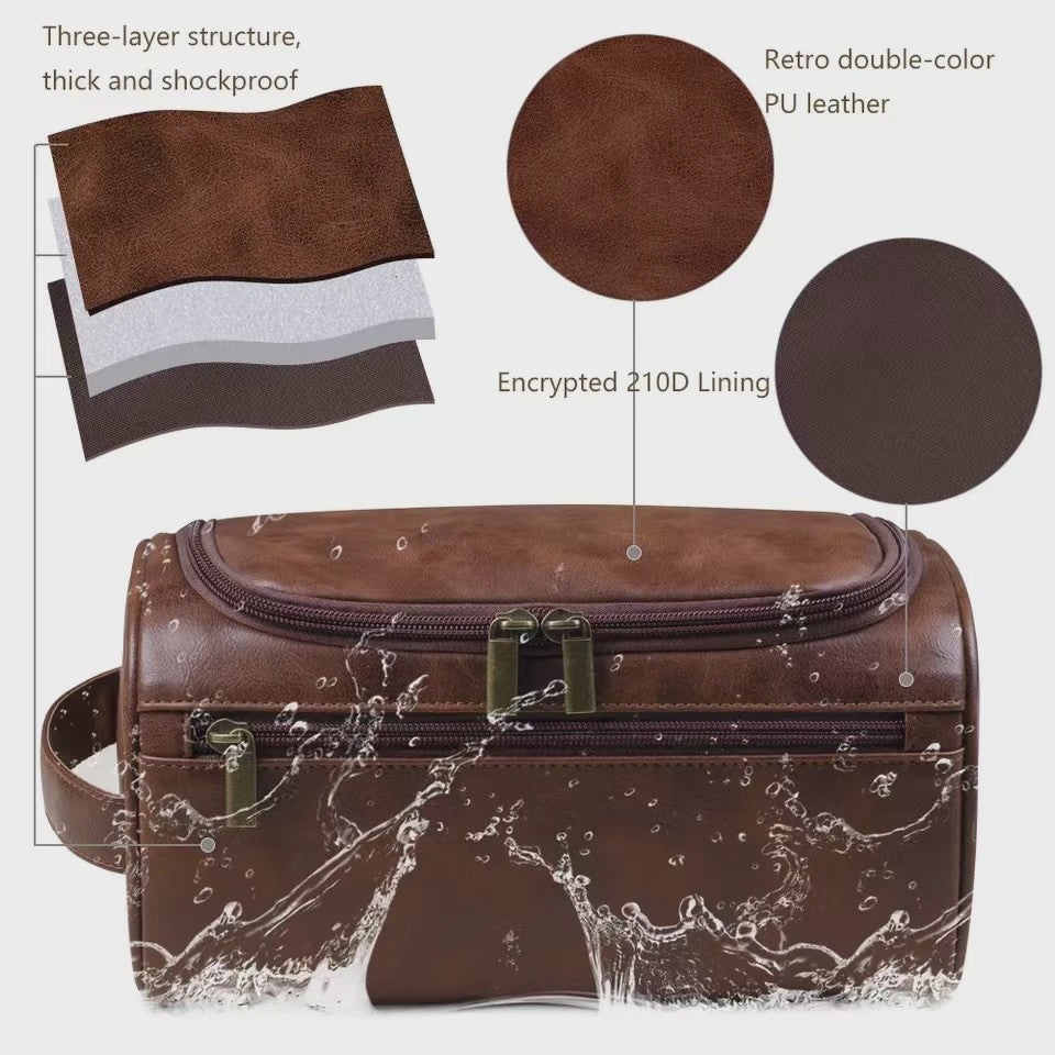 Luxe Leren Toilettas Heren Dames - Hangend & Ruim - Reis Toilettas