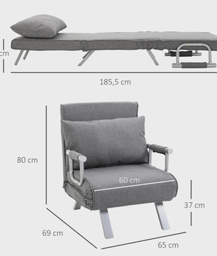 Grijze Fauteuil / Slaapbank - 3-in-1 Multifunctioneel en Comfortabel