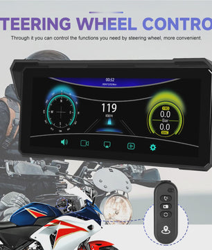 Podofo 8.1" Motorfiets Dashboard: Smart Player met CarPlay, Android Auto & Navigatie