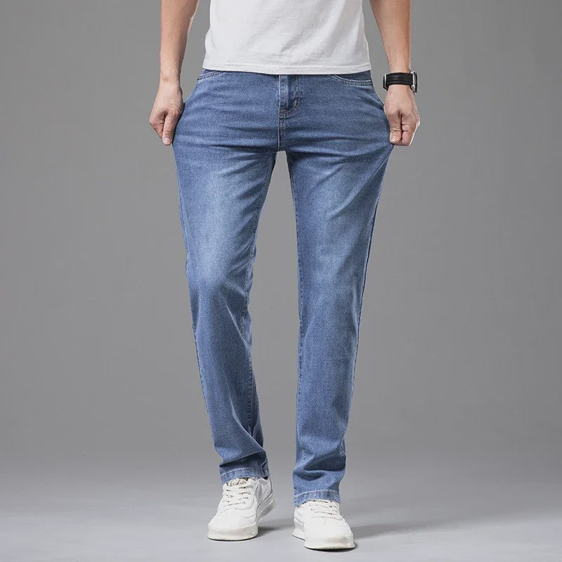 Herfst/Lente Heren Jeans - Comfortabele Stretch Katoen, Recht Model, Grijs