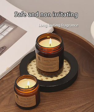 Aromatherapie Kaars in Bruin Glazen Pot - Geurkaars voor Huisdecoratie & Cadeau