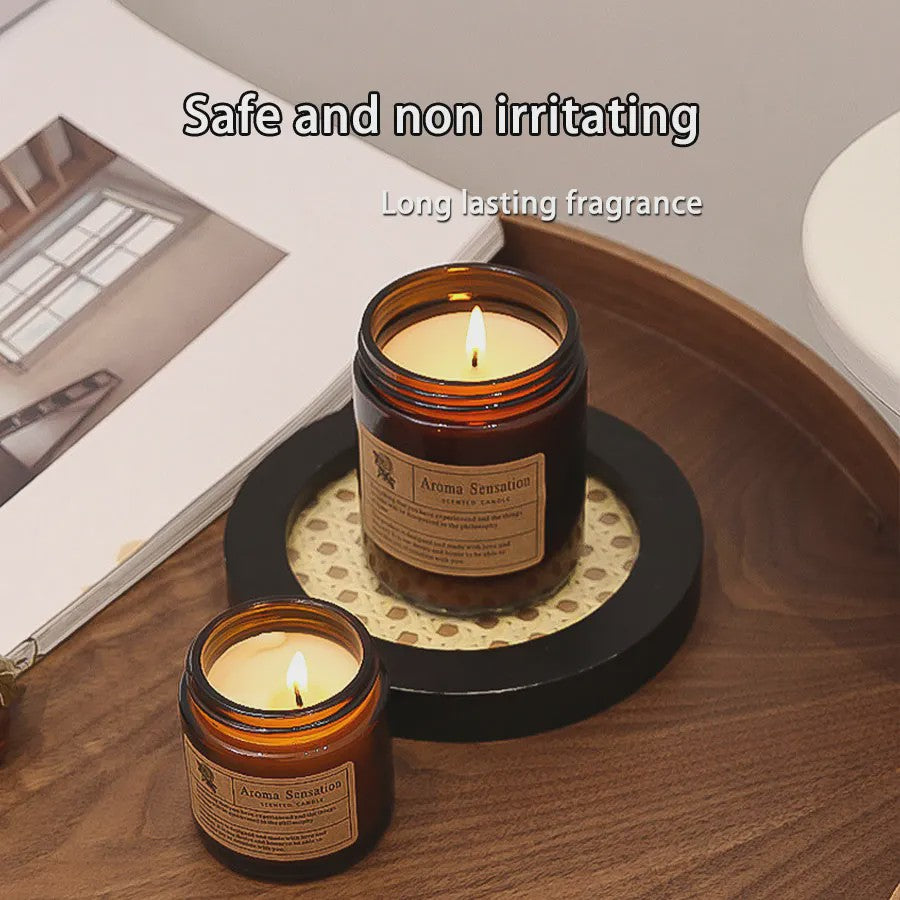 Aromatherapie Kaars in Bruin Glazen Pot - Geurkaars voor Huisdecoratie & Cadeau