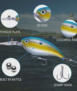 Set Crankbait Visloodjes Mix Kleuren - 10cm, 14g Wobbler Jerkbait met Dreg Haken