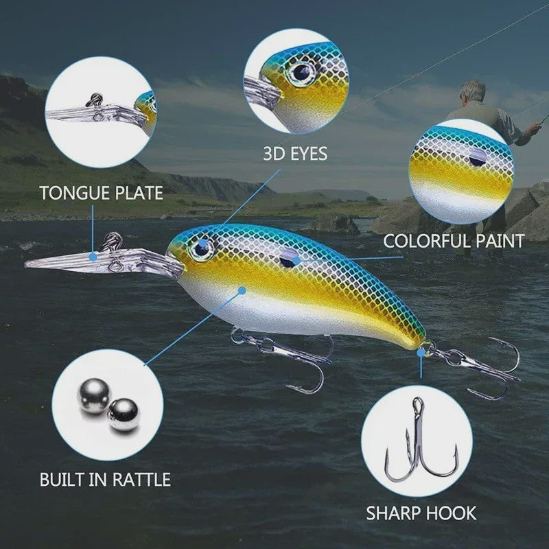 Set Crankbait Visloodjes Mix Kleuren - 10cm, 14g Wobbler Jerkbait met Dreg Haken