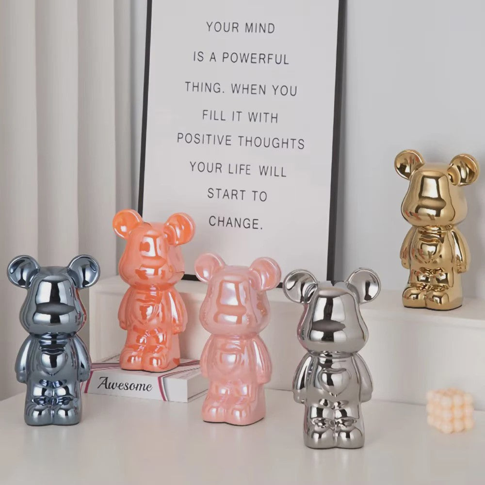 Keramische Bear Brick Beeldjes - Teddy Beer Decoratie voor Huis & Kamer (18/28 cm)