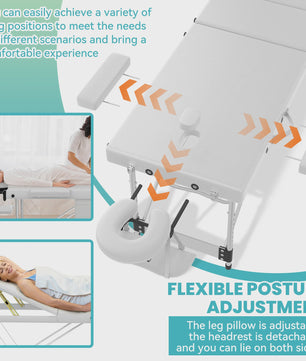 Draagbare Massage Tafel Aluminium - Inklapbaar, Verstelbaar (62-83cm), 230kg Draagkracht, met Armleuningen & Hoofdsteun