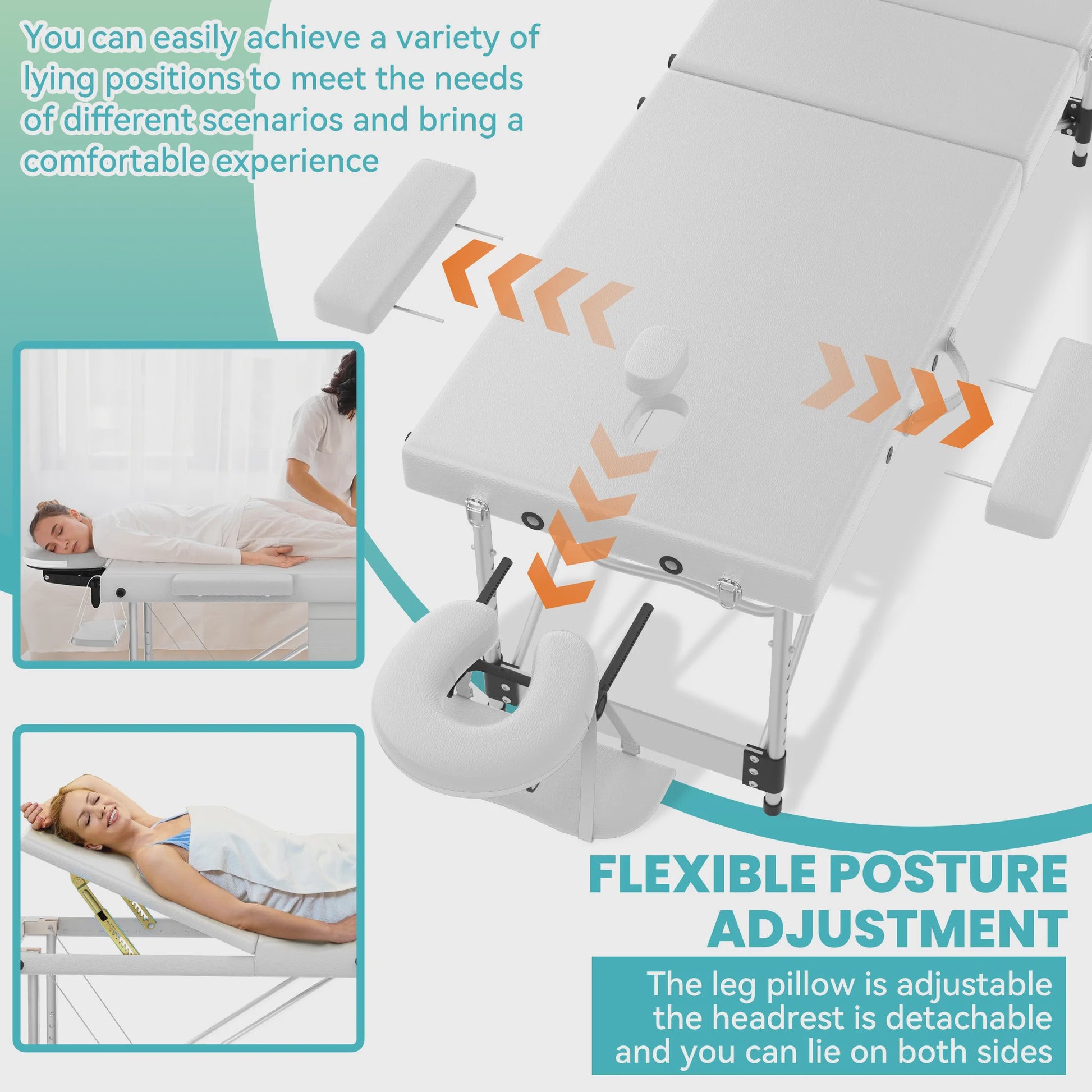 Draagbare Massage Tafel Aluminium - Inklapbaar, Verstelbaar (62-83cm), 230kg Draagkracht, met Armleuningen & Hoofdsteun