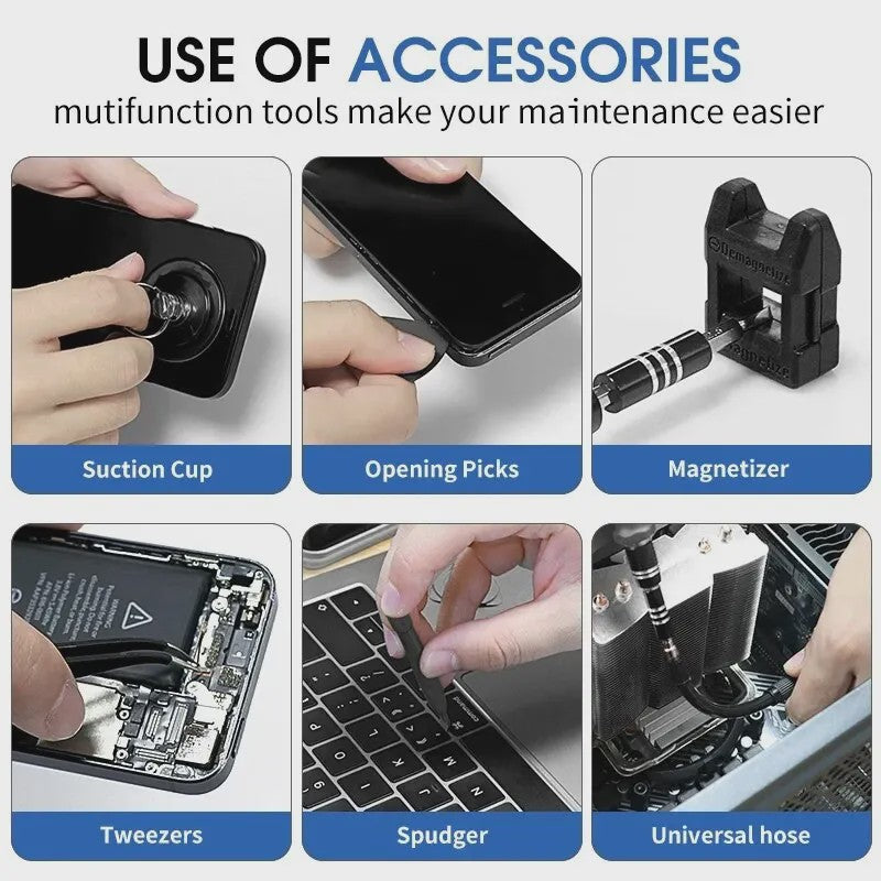 117-delige Precisie Schroevendraaierset: Magnetisch, Torx & Hex Bits voor iPhone, Mac, PC Reparatie