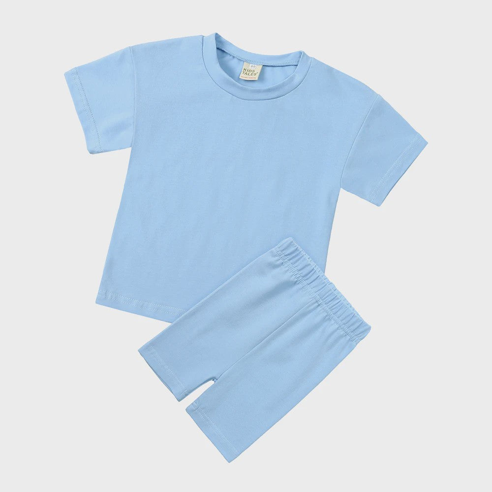 Katoenen Kinderkleding Set: T-shirt & Biker Shorts voor Jongens en Meisjes (1-13 Jaar)