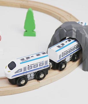 Houten Magneet Treinwagon Set - Uitbreidbaar en Compatibel met Houten Spoorsystemen