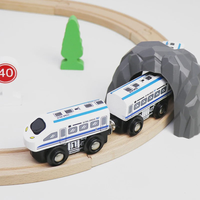 Houten Magneet Treinwagon Set - Uitbreidbaar en Compatibel met Houten Spoorsystemen