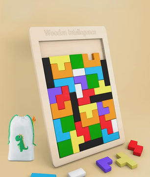 Houten Tangram Puzzel voor Kinderen - Kleurrijk Montessori Leerspel