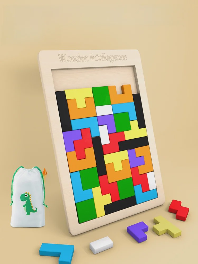 Houten Tangram Puzzel voor Kinderen - Kleurrijk Montessori Leerspel
