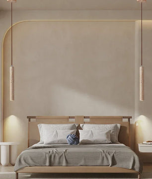 Stijlvolle Cilinder Hanglamp van Travertin Steen - LED Plafondlamp voor Slaapkamer, Eettafel & Keuken
