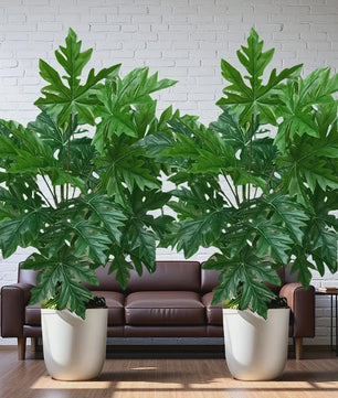 Kunstplant Papayablad - 65cm Kunstmatige Jungle Palmboom voor Huis, Tuin & Feestdecoratie