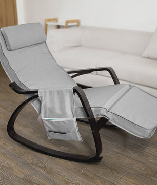 Verstelbare Schommelstoel met Voetensteun en Zijvak - Comfortabele Relaxfauteuil