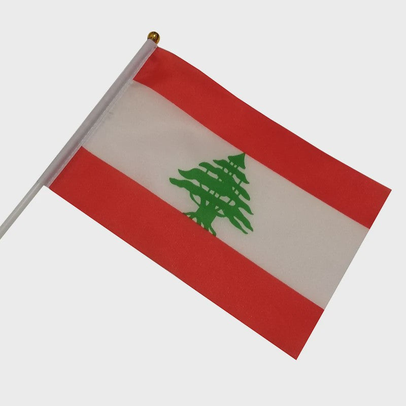 Libanon Handvlag 14x21cm - Plastic Stokje voor Feesten en Evenementen