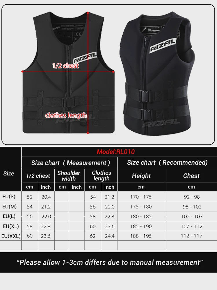 Veiligheidsvest Volwassenen - Neopreen Reddingsvest voor Watersport, Kajakken, Wakeboarden & Motorboten