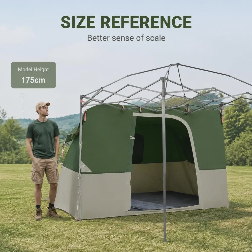 Ruime Outdoor Camping Tent 280x220x176 cm - Lichtgewicht Taffeta met Glasvezelstokken en Draagtas