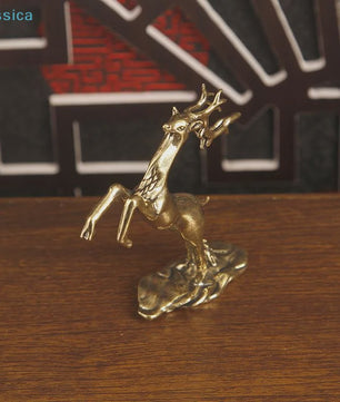 Abstract Messing Hertenbeeld - Vintage Rendier Sculptuur voor Thuis & Kantoor