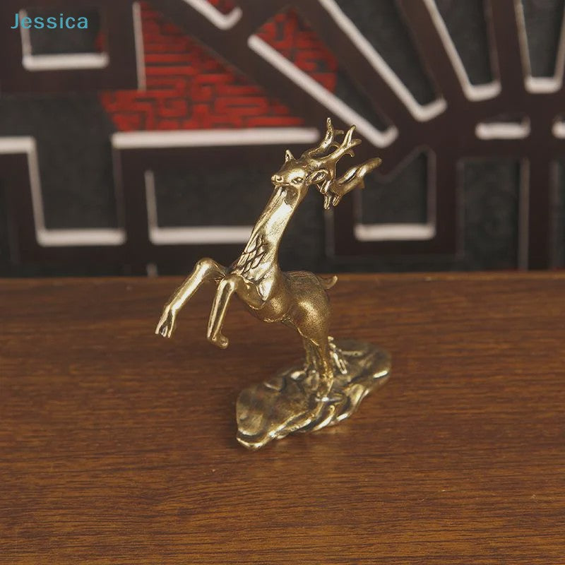 Abstract Messing Hertenbeeld - Vintage Rendier Sculptuur voor Thuis & Kantoor