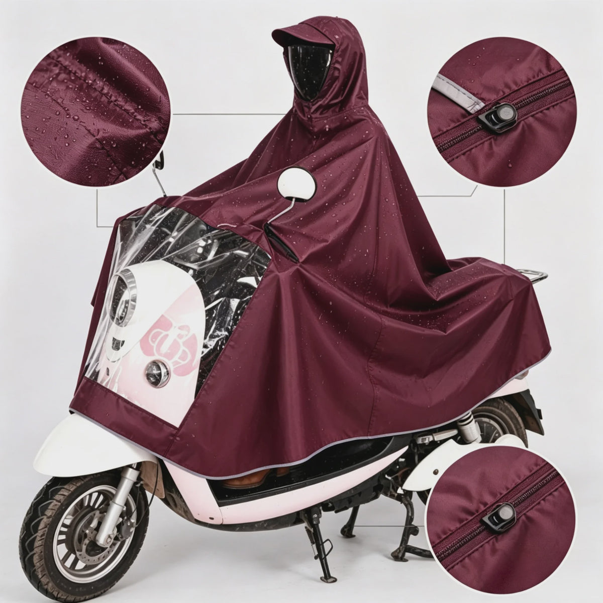 Waterdichte Motor Regen Poncho - Volledige Bescherming Scooter Regenpak met Transparant Vizier