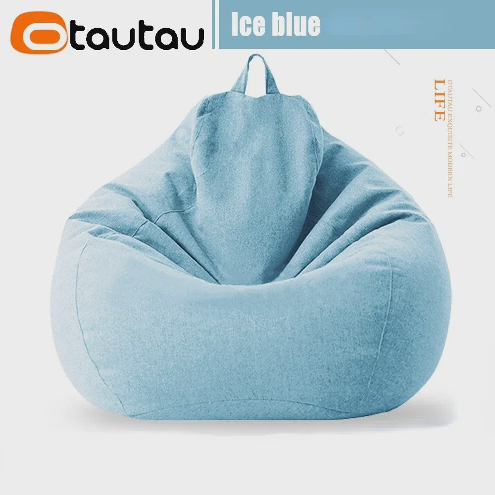 70cm Gevulde Beanbag Sofa van Katoen Linnen - Comfortabele Loungestoel voor Ontspanning