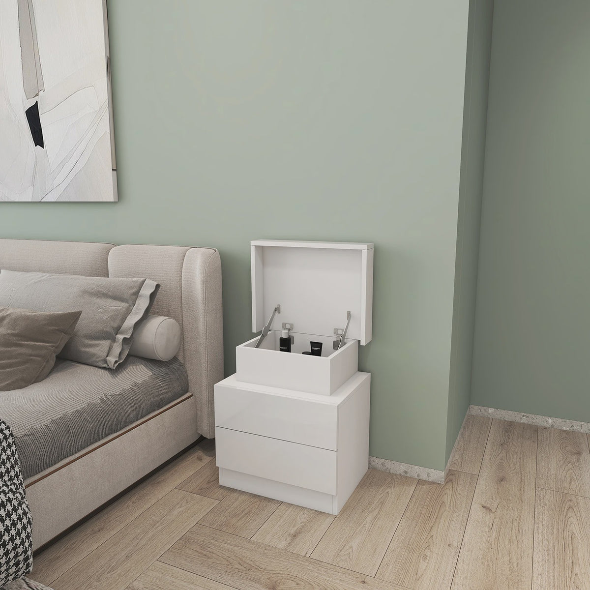 Nachtkastje met 3 Lades en LED Verlichting - Modern Design