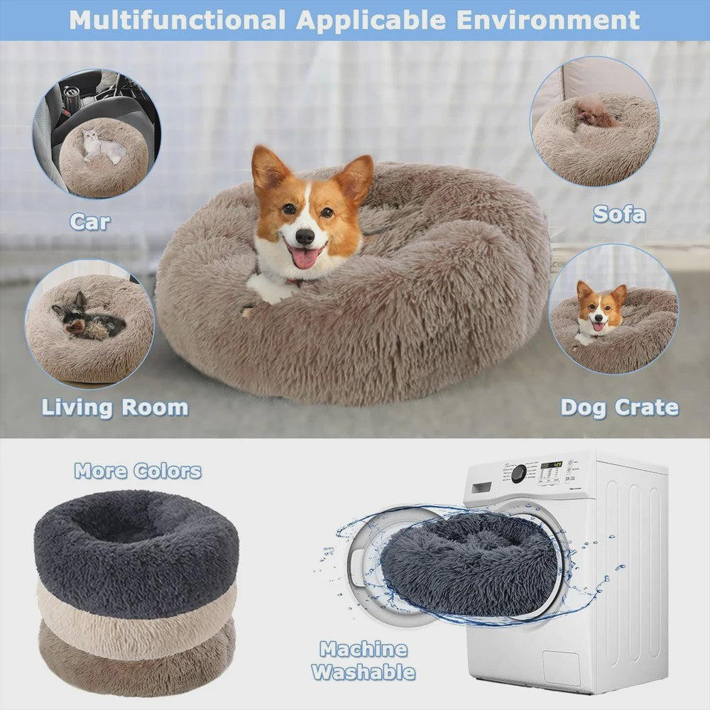 Luxe Ronde Hondenkussen - Extra Zacht & Warm Pluche Hondensofa voor Middelgrote Honden en Katten