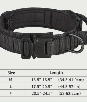 Tactisch Hondenhalsband - Verstelbaar Militair Nylon met Controle Handvat & Metalen Gesp
