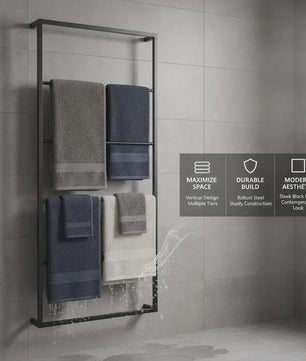 Stijlvolle Wandgemonteerde Handdoekhouder 60x10x116 cm - Stabiel Staal voor Badkamer & Toilet
