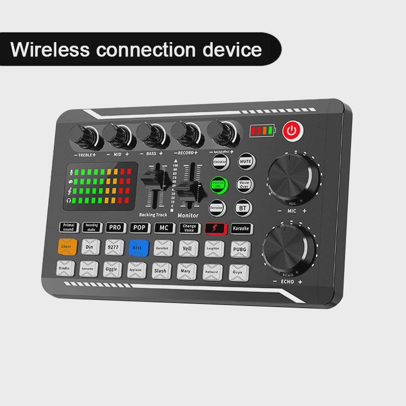 F998 Live Streaming Sound Card: DJ Mixer, Voice Changer & Audio Effecten