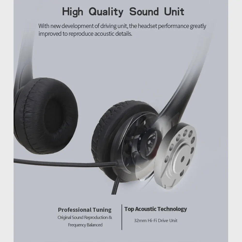 3.5mm/USB Computer Headset met Noise Cancelling Microfoon - Stereo Bedraad