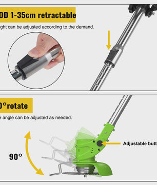 Accu Grastrimmer met Wielen - Verstelbare Steel & Krachtige Motor