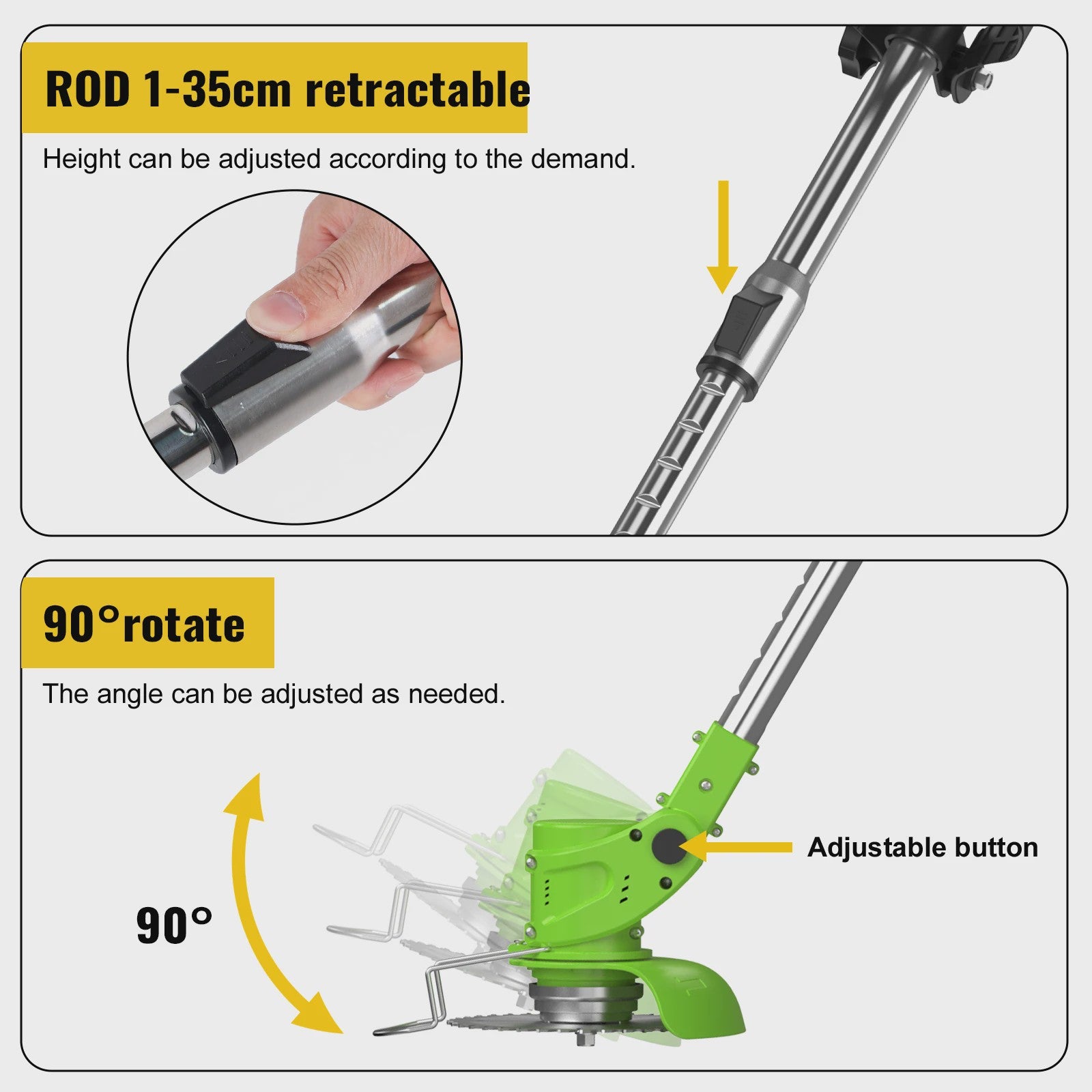 Accu Grastrimmer met Wielen - Verstelbare Steel & Krachtige Motor