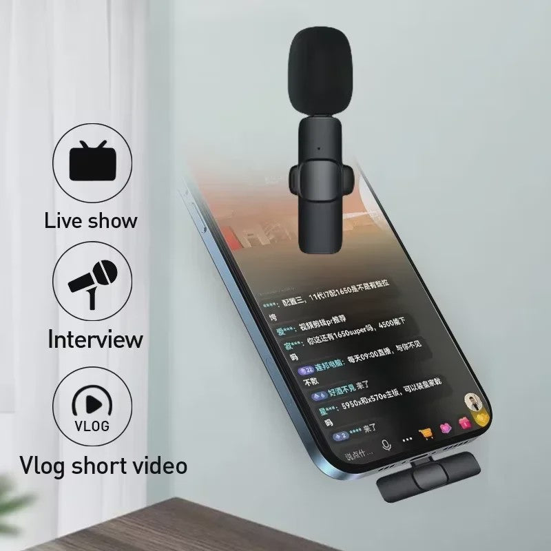 Draadloze Lavalier Microfoon Set - Draagbaar & Plug-and-Play voor iPhone/Android