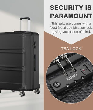 KONO Lichtgewicht ABS+PC Koffer met 4 Twin Wheels en TSA Slot - 36L tot 141L
