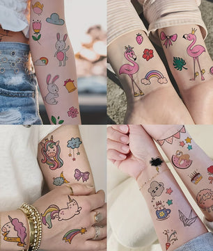 Tijdelijke Tattoos voor Kinderen en Volwassenen: 60 Vel met 1000+ Leuke Cartoon Dieren, Zeemeerminnen & Unicorns
