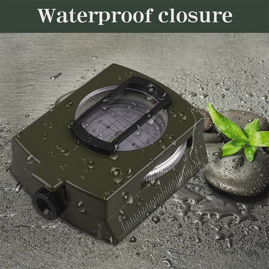 Waterdichte Tactische Kompas met Richtkijker, Karabijn & Pouch - Ideaal voor Militaire Wandelingen