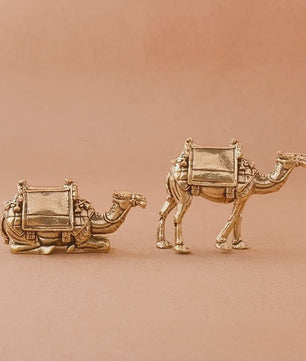 Set van 2 Koperen Kameel Ornamenten - Creatieve Ambachtelijke Decoratie