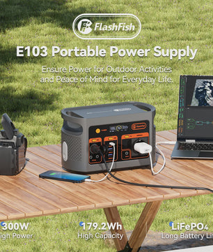 Flashfish E103 Power Station: 300W Draagbare Energiecentrale met 179.2Wh LiFePO4 Batterij