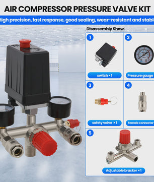 Automatische Drukregelaar Kit voor Compressor met Dubbele Manometers