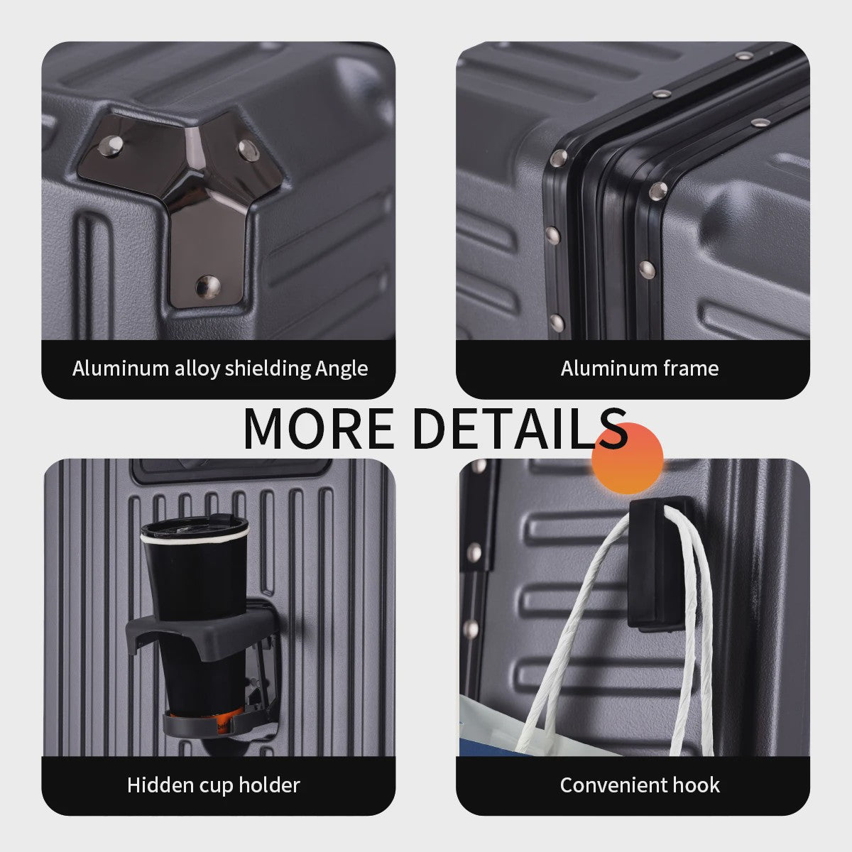 Aluminium Koffer met USB & Combinatieslot - Rolbaar Reiskoffer in Diverse Maten (20-28 inch)