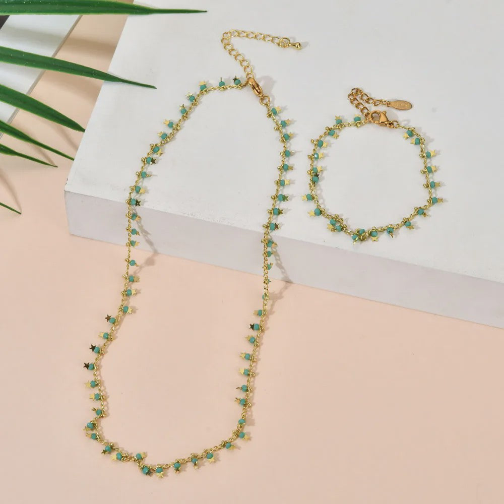 Bohemian Kralen Armband met Sterren & Tassel - Goudkleurig